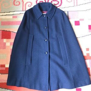 Pendleton Navy Wool vintage coat poncho cape